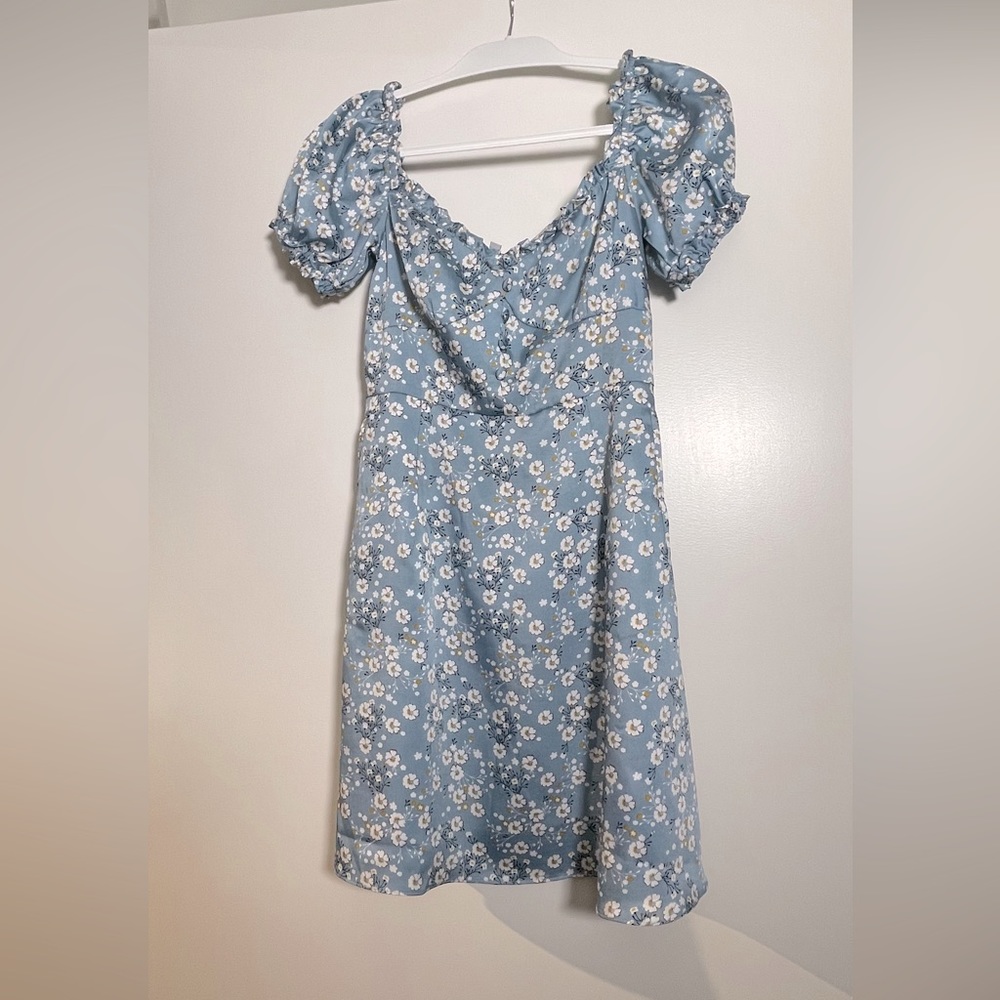 Petite studio baby blue silky dress